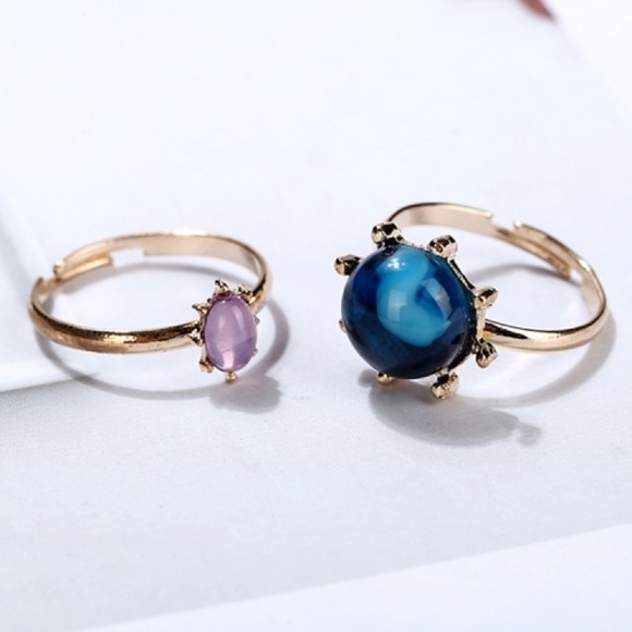 New Wonder Mom Gold Adjustable Stone 5Pc Ring Set - Picture 2 of 4